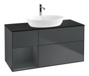 Тумба под раковину Villeroy & Boch Finion 120х50,1 см с подсветкой МДФ темно-синий матовый лак/стекло черное матовое F822HGHG