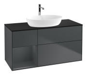 Тумба под раковину Villeroy & Boch Finion 120х50,1 см с подсветкой МДФ темно-синий матовый лак/стекло черное матовое F822HGHG