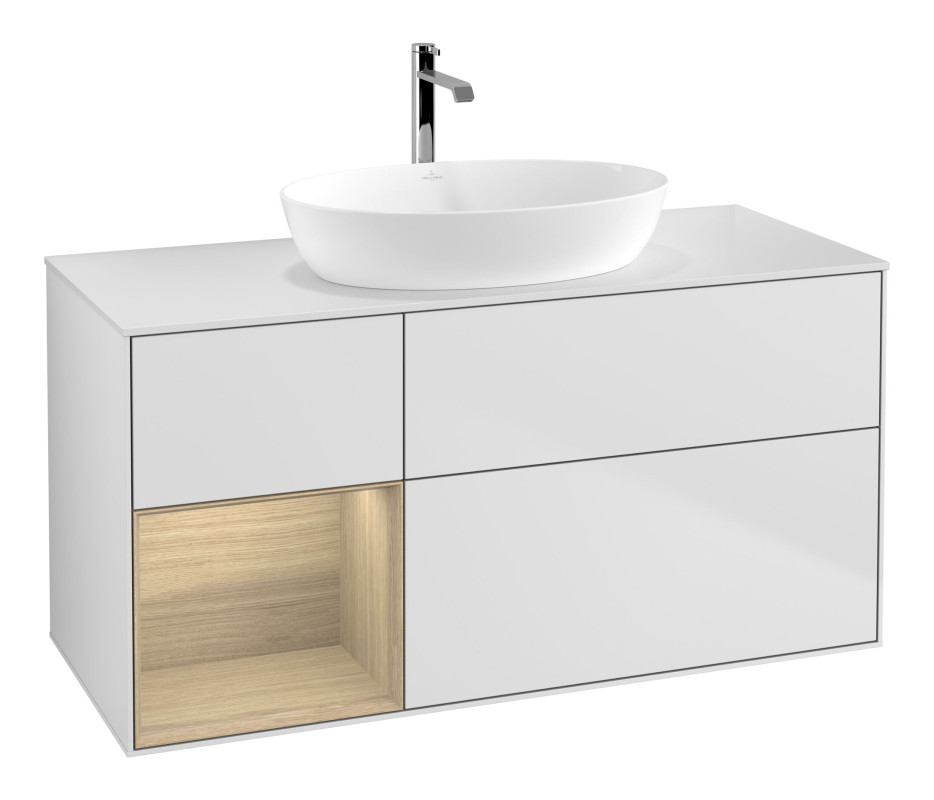 Тумба під раковину Villeroy & Boch Finion 120х50,1 см із підсвічуванням МДФ білий матовий лак/скло біле матове F821PCMT