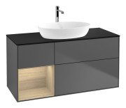 Тумба под раковину Villeroy & Boch Finion 120х50,1 см с подсветкой МДФ антрацит матовый лак/стекло черное матовое F822PCGK