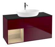 Тумба под раковину Villeroy & Boch Finion 120х50,1 см с подсветкой МДФ пион матовый лак/стекло черное матовое F822PCHB