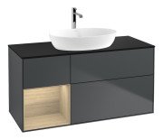 Тумба під раковину Villeroy & Boch Finion 120х50,1 см із підсвічуванням МДФ темно-синій матовий лак/скло чорне матове F822PCHG