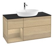 Тумба под раковину Villeroy & Boch Finion 120х50,1 см с подсветкой МДФ шпон дуба/стекло черное матовое F822PCPC