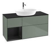 Тумба під раковину Villeroy & Boch Finion 120х50,1 см із підсвічуванням МДФ оливковий матовий лак/скло чорне матове F822PDGM