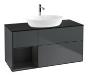 Тумба под раковину Villeroy & Boch Finion 120х50,1 см с подсветкой МДФ темно-синий матовый лак/стекло черное матовое F822PDHG