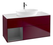Тумба под раковину Villeroy & Boch Finion 120х50,1 см с подсветкой МДФ пион матовый лак/стекло белое матовое G821GKHB