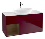 Тумба под раковину Villeroy & Boch Finion 120х50,1 см с подсветкой МДФ пион матовый лак/стекло белое матовое G821GNHB