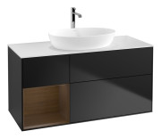 Тумба под раковину Villeroy & Boch Finion 120х50,1 см с подсветкой МДФ черный матовый лак/стекло белое матовое G821GNPD