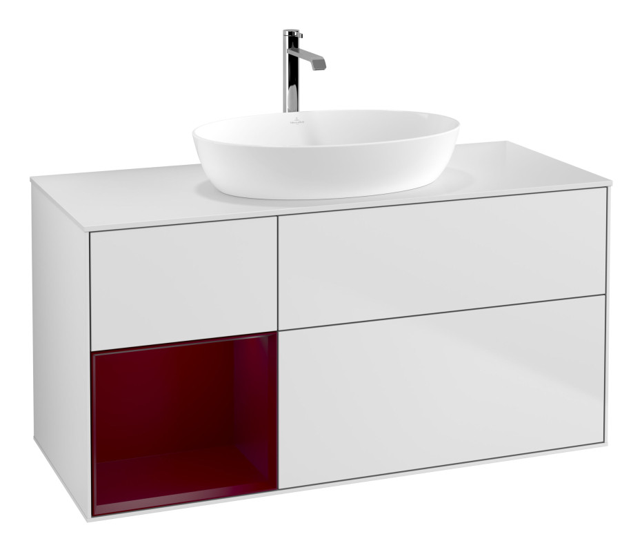 Тумба под раковину Villeroy & Boch Finion 120х50,1 см с подсветкой МДФ белый матовый лак/стекло белое матовое G821HBMT