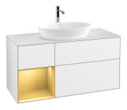 Тумба под раковину Villeroy & Boch Finion 120х50,1 см с подсветкой МДФ глянцевый белый лак/стекло белое матовое G821HFGF