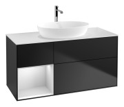 Тумба под раковину Villeroy & Boch Finion 120х50,1 см с подсветкой МДФ черный матовый лак/стекло белое матовое G821MTPD