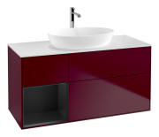 Тумба под раковину Villeroy & Boch Finion 120х50,1 см с подсветкой МДФ пион матовый лак/стекло белое матовое G821PDHB