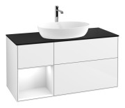 Тумба под раковину Villeroy & Boch Finion 120х50,1 см с подсветкой МДФ глянцевый белый лак/стекло черное матовое G822GFGF