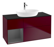 Тумба под раковину Villeroy & Boch Finion 120х50,1 см с подсветкой МДФ пион матовый лак/стекло черное матовое G822GKHB