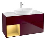 Тумба під раковину Villeroy & Boch Finion 120х50,1 см із підсвічуванням МДФ півонія матовий лак/скло біле матове G821HFHB