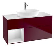 Тумба під раковину Villeroy & Boch Finion 120х50,1 см із підсвічуванням МДФ півонія матовий лак/скло біле матове G821MTHB