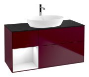 Тумба під раковину Villeroy & Boch Finion 120х50,1 см із підсвічуванням МДФ півонія матовий лак/скло чорне матове G822GFHB