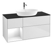 Тумба под раковину Villeroy & Boch Finion 120х50,1 см с подсветкой МДФ белый матовый лак/стекло черное матовое G822GFMT