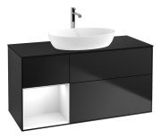 Тумба під раковину Villeroy & Boch Finion 120х50,1 см із підсвічуванням МДФ чорний матовий лак/скло чорне матове G822GFPD