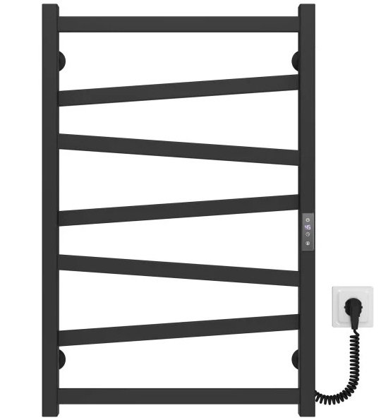 Електрична сушарка для рушників Deffi Alpha П7 500х800 праве підключення JD04 чорний A.AL.80.50.7.E.B.R.2