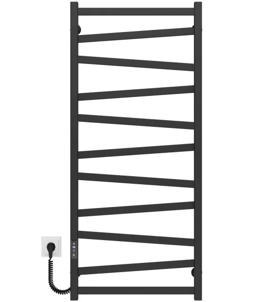 Електрична сушарка для рушників Deffi Alpha П11 500х1200 ліве підключення JD04 чорний A.AL.120.50.11.E.B.L.2