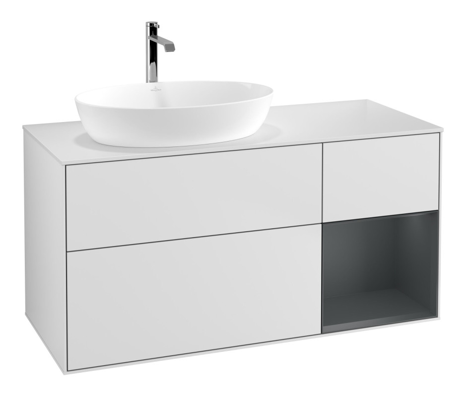 Тумба под раковину Villeroy & Boch Finion 120х50,1 см с подсветкой МДФ белый матовый лак/стекло белое матовое F811HGMT