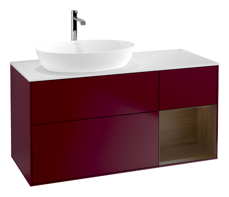 Тумба под раковину Villeroy & Boch Finion 120х50,1 см с подсветкой МДФ пион матовый лак/стекло белое матовое G811GNHB