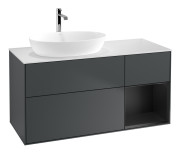 Тумба под раковину Villeroy & Boch Finion 120х50,1 см с подсветкой МДФ темно-синий матовый лак/стекло белое матовое F811PDHG