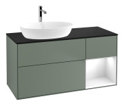 Тумба под раковину Villeroy & Boch Finion 120х50,1 см с подсветкой МДФ оливковый матовый лак/стекло черное матовое F812GFGM