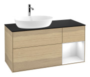 Тумба под раковину Villeroy & Boch Finion 120х50,1 см с подсветкой МДФ шпон дуба/стекло черное матовое F812GFPC