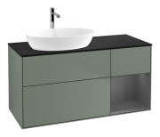 Тумба під раковину Villeroy & Boch Finion 120х50,1 см із підсвічуванням МДФ оливковий матовий лак/скло чорне матове F812GKGM