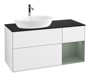 Тумба під раковину Villeroy & Boch Finion 120х50,1 см з підсвіткою МДФ білий глянцевий лак/скло чорне матове F812GMGF