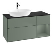 Тумба под раковину Villeroy & Boch Finion 120х50,1 см с подсветкой МДФ оливковый матовый лак/стекло черное матовое F812GMGM
