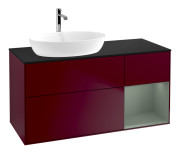 Тумба під раковину Villeroy & Boch Finion 120х50,1 см із підсвічуванням МДФ півонія матовий лак/скло чорне матове F812GMHB