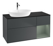 Тумба под раковину Villeroy & Boch Finion 120х50,1 см с подсветкой МДФ темно-синий матовый лак/стекло черное матовое F812GMHG