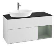 Тумба под раковину Villeroy & Boch Finion 120х50,1 см с подсветкой МДФ белый матовый лак/стекло черное матовое F812GMMT