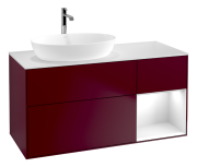 Тумба под раковину Villeroy & Boch Finion 120х50,1 см с подсветкой МДФ пион матовый лак/стекло белое матовое G811GFHB