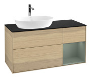 Тумба под раковину Villeroy & Boch Finion 120х50,1 см с подсветкой МДФ шпон дуба/стекло черное матовое F812GMPC