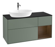 Тумба под раковину Villeroy & Boch Finion 120х50,1 см с подсветкой МДФ оливковый матовый лак/стекло черное матовое F812GNGM