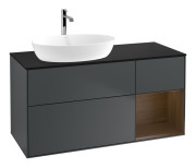 Тумба под раковину Villeroy & Boch Finion 120х50,1 см с подсветкой МДФ темно-синий матовый лак/стекло черное матовое F812GNHG