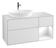 Тумба под раковину Villeroy & Boch Finion 120х50,1 см с подсветкой МДФ белый матовый лак/стекло белое матовое G811GFMT