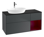 Тумба под раковину Villeroy & Boch Finion 120х50,1 см с подсветкой МДФ темно-синий матовый лак/стекло черное матовое F812HBHG