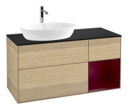 Тумба под раковину Villeroy & Boch Finion 120х50,1 см с подсветкой МДФ шпон дуба/стекло черное матовое F812HBPC