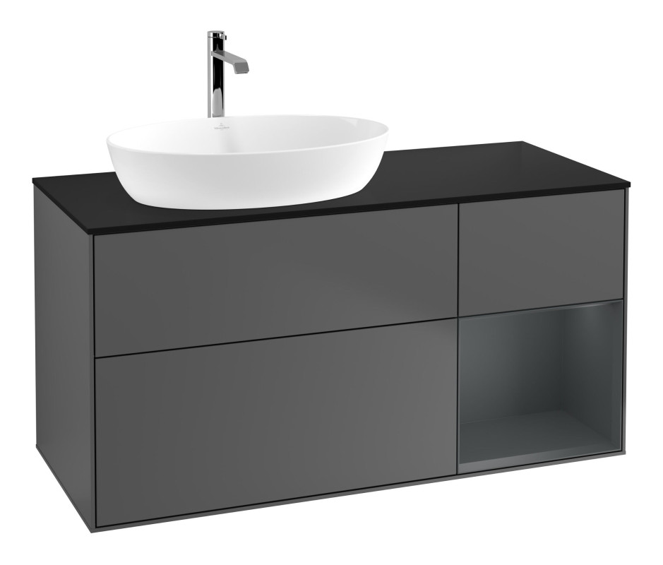 Тумба под раковину Villeroy & Boch Finion 120х50,1 см с подсветкой МДФ антрацит матовый лак/стекло черное матовое F812HGGK