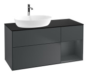 Тумба под раковину Villeroy & Boch Finion 120х50,1 см с подсветкой МДФ темно-синий матовый лак/стекло черное матовое F812HGHG