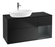 Тумба під раковину Villeroy & Boch Finion 120х50,1 см із підсвічуванням МДФ чорний матовий лак/скло чорне матове F812HGPD