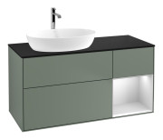 Тумба під раковину Villeroy & Boch Finion 120х50,1 см із підсвічуванням МДФ оливковий матовий лак/скло чорне матове F812MTGM