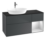 Тумба под раковину Villeroy & Boch Finion 120х50,1 см с подсветкой МДФ темно-синий матовый лак/стекло черное матовое F812MTHG