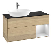 Тумба під раковину Villeroy & Boch Finion 120х50,1 см з підсвічуванням МДФ шпон дуба/скло чорне матове F812MTPC