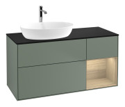 Тумба под раковину Villeroy & Boch Finion 120х50,1 см с подсветкой МДФ оливковый матовый лак/стекло черное матовое F812PCGM